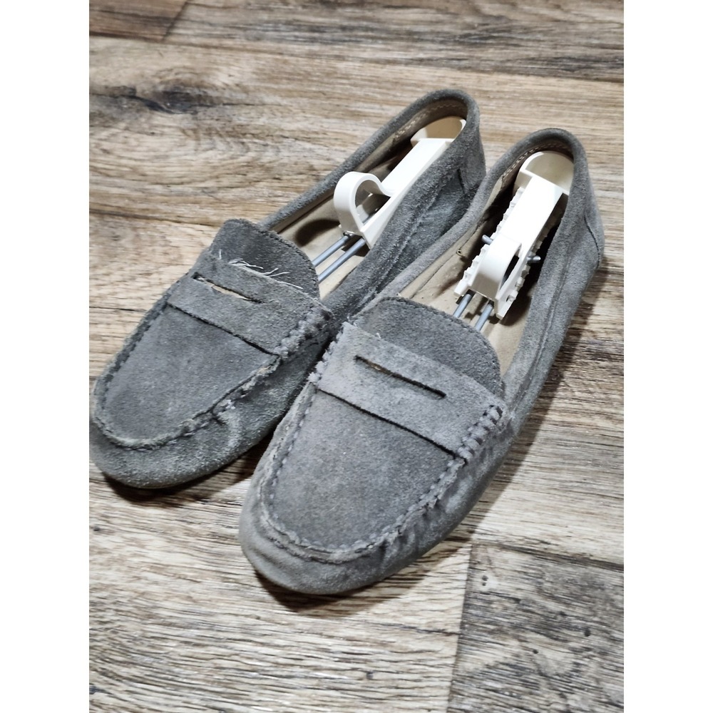 Suede Gray Womens Moccasins - Picture 2 of 8